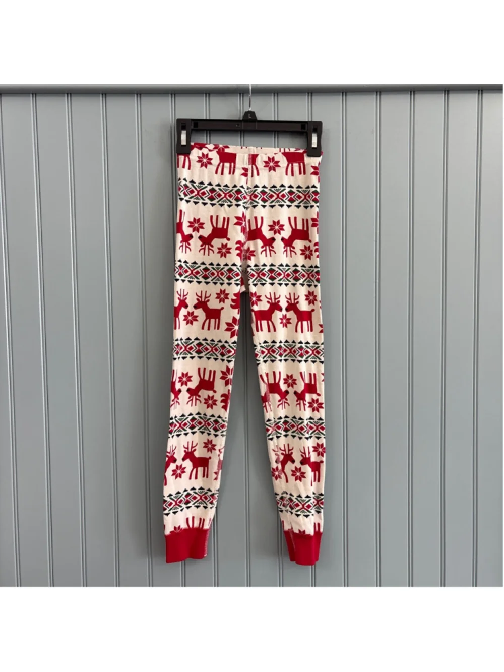 Hanna Andersson Pajama Bottoms 6-7 White Red Reindeer